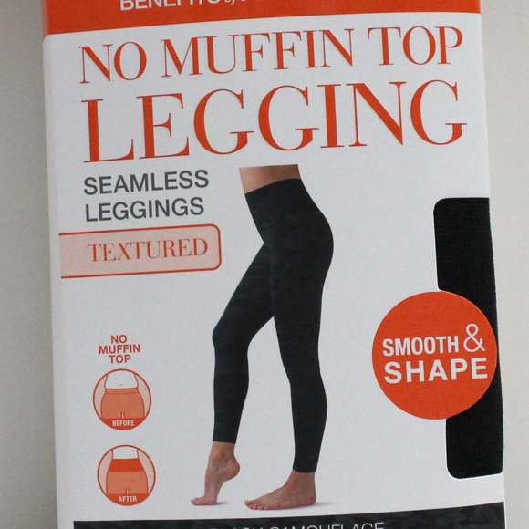 Women's Size L/XL Seamless Textured Black Camouflage No Muffin Top Legging - Picture 4 of 12